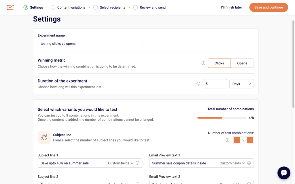 campaign-experiment-settings